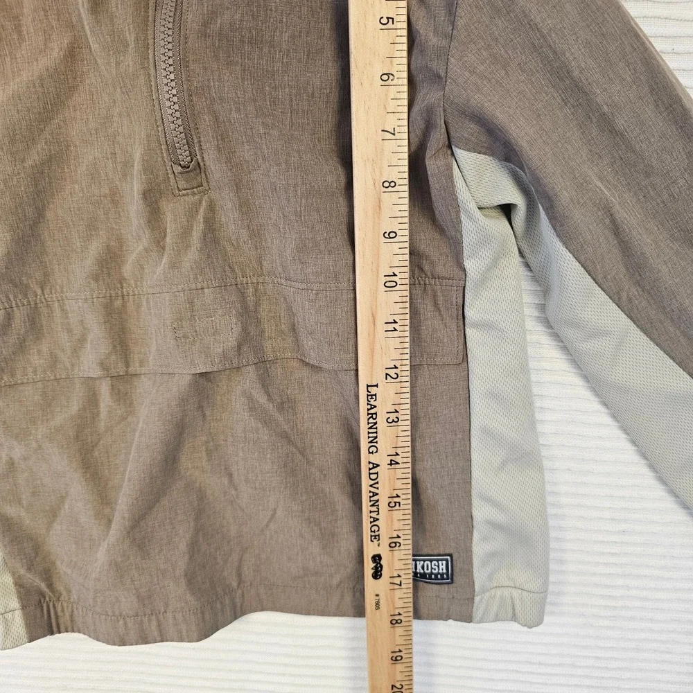 OshKosh B'gosh Boys Brown Heather Quarter ZipHooded Windbreaker Jacket Size 7/7A